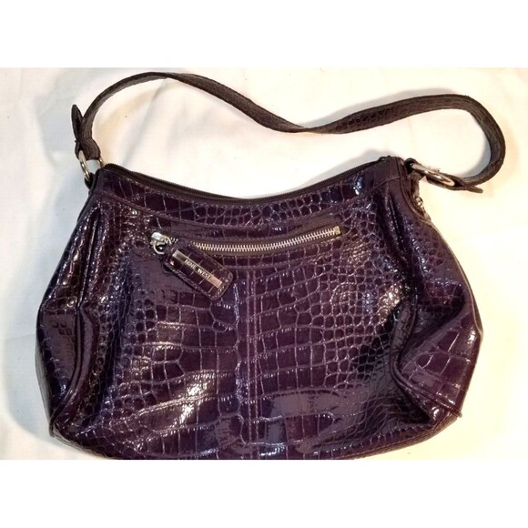 Nine West Deep Grape Purple Faux Alligator Leather Skin Purse/Bag - Picture 6 of 10